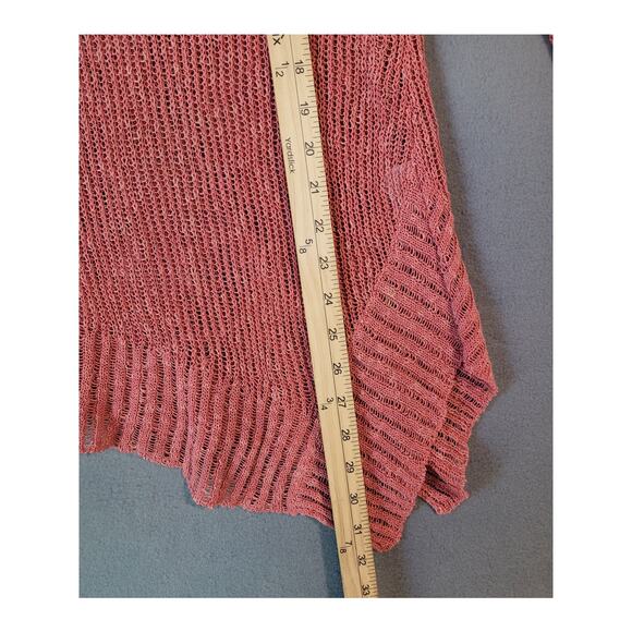 Eileen Fisher Pink Asymmetrical Side Hem Open Knit V-Neck Sweater – Medium - Picture 8 of 9